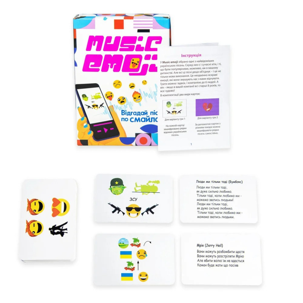 Настільна карткова гра "Music Emoji" Strateg 30249 українською мовою                          