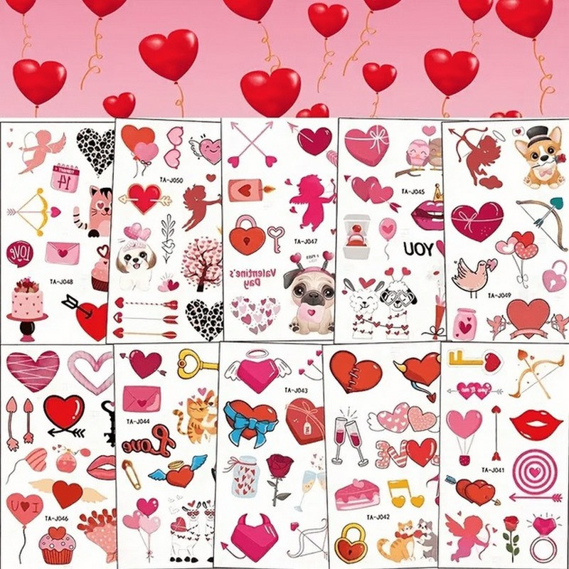 Набір тимчасових тату "Любов № 1" Love-tattoo-mini-set-1-10, 12 х 7 см 10 шт