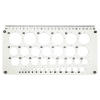 Лінійка-трафарет "Окружності" AS-0246, К-9060м d=1-36 мм, 25 см, білий