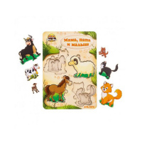 Дерев'яний пазл-вкладиш "Сім'я-домашні тварини" Ubumblebees (ПСД077) PSD077 більше-менше