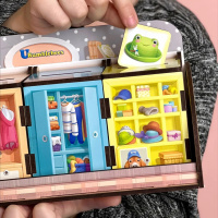 Дерев'яна настільна гра "Шафи з одягом" Ubumblebees (ПСД061) PSD061 сортер-комодик