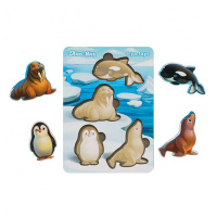 Дерев'яний пазл-вкладиш "Тварини Арктики та Антарктики" Ubumblebees  (ПСФ061) PSF061 фон із підказкою 