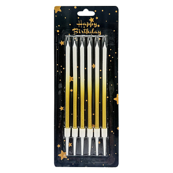 Набір свічок для торта "Градієнт" JY-1059(Gold) 6 штук, розмір 13 см