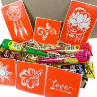 Набір кольорової хни з трафаретами для біо-тату №1 color-henna-set-01