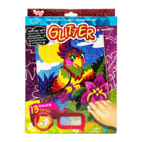 Розмальовка глітерними блискітками за номерами "Папуга" РГН-02-04 міні 20,5х26 см