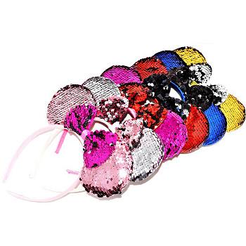 Набір обідків для волосся "Міккі" 0106-264 вушка в паєтках, 6 штук