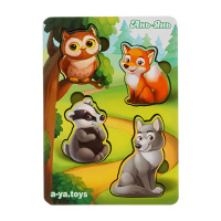 Дерев'яний пазл-вкладиш "Лісові тварини-2" Ubumblebees (ПСФ058) PSF058 фон із підказкою