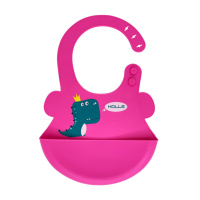 Слюнявчик силіконовий "Діно" MGZ-0616(Pink) з кишенею