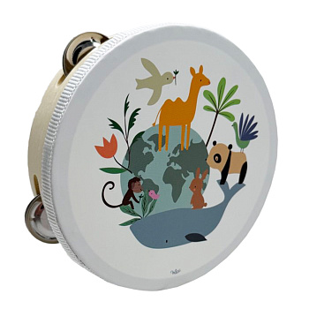 Дерев'яна іграшка Бубен "Дикі тварини" MD 0367-45 діаметр 15 см