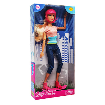 Дитяча лялька на скейті в шоломі DEFA 8375 шарнірна