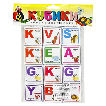 Дитячий розвиваючий набір "Кубики Англійська абетка" AS-0269, Т-1022м 12 штук