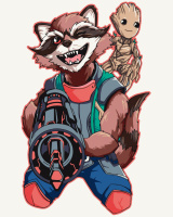 Картина за номерами "Грут та Ракета" Art Craft 16004-AC 40х50 см