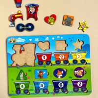 Дерев'яний пазл-вкладиш "Геометричні фігури" Ubumblebees (ПСД048) PSD048 сортер-паровоз 