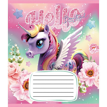 Зошит учнівський "Єдинороги" 012-510065C-3 в косу лінію, 12 аркушів 