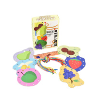 Розвиваюча гра "Веселі шнурочки Фрукти" 30523, 6 картинок, кольорові шнурки