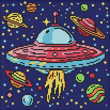 Алмазна мозаїка для дітей "Космічна подорож" ©art_selena_ua AMO8107, 30х30 см