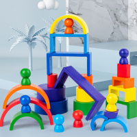 Дерев'яна іграшка "Райдуга-балансир" C15025, 27 різнокольорових фігур