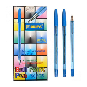 Набір кулькових ручок AA927-BL синій, 0,5 мм, 50 штук в упаковці