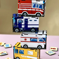 Дерев'яна настільна гра "Службовий транспорт" Ubumblebees (ПСФ027) PSF027 сортер-комодик