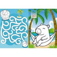 Дитяча розмальовка зі стікерами "Капібара на канікулах" CB21, 16 сторінок