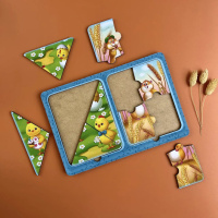 Дерев'яний пазл-вкладиш "Хом'яки та курчата" Ubumblebees (ПСД183) PSD183 в рамці