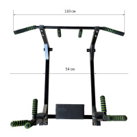 Тренажер турнік з підйомними брусами Iron Pro 4 в 1 NE-TR-5B, з м'якими ручками, чорний