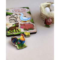 Дерев'яний пазл-вкладиш "Сім'я-свійські тварини-2" Ubumblebees (ПСФ003) PSF003 більше-менше