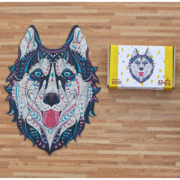 Фігурний дерев'яний пазл A3 "Сніжний хаскі" PuzA3-00902, 123 елемента