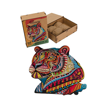 Фігурний дерев'яний пазл A3 "Загадковий тигр" PuzA3-03110, 129 деталей