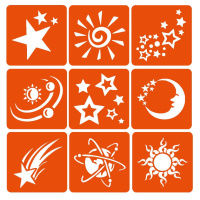 Набір хни з трафаретами для біо-тату №11 henna-set-11, 9 трафаретів