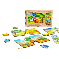 Дитячий дерев'яний пазл Фрукти 4 в 1 Puz-84681, 80 елементів