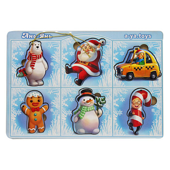 Розвиваючий пазл-вкладиш "Новорічний -1" (ПСФ013) PSF013, 6 картинок