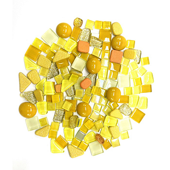 Набір скляних камінців для мозаїки 6505, 200 грам, 150-180 шт, 4 мм, жовтий