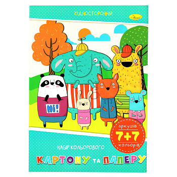 Набір кольорового паперу та картону А-4 АП-1301-03, 7+7 аркушів