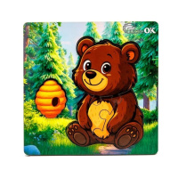 Дерев'яний пазл-вкладиш "Лісовий ведмедик" Puz-88754 А6, 4 елементи