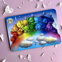 Дерев'яний пазл-вкладиш "Ведмедики" Ubumblebees (ПСД121) PSD121 кольори веселки