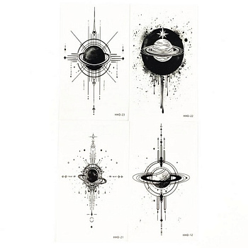 Набір тимчасових тату "Космос" black-tattoo-mini-set-space із 4 чорних по 9,5 х 5,5 см             
