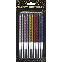 Набір свічок для торта "Спіраль" TL-1046, 10 штук, металік