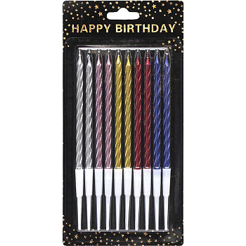 Набір свічок для торта "Спіраль" TL-1046, 10 штук, металік