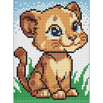 Алмазна мозаїка без підрамника для дітей "Маленький лев" AMM1022 15х20 см 