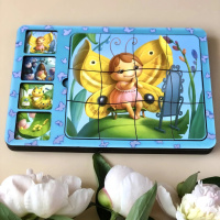 Дерев'яна настільна гра "Етапи розвитку метелика" Ubumblebees (ПСФ017) PSF017 сортер-пазл