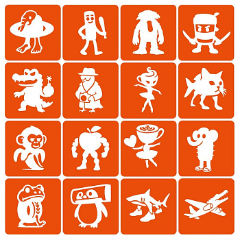 Набір трафаретів для біотату "Італійський брейнрот №1" Italian-brainrot_6x6_16_1