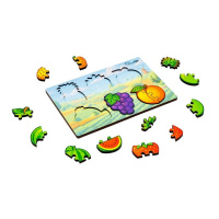 Дерев'яний пазл-вкладиш "Розумний світ: Веселі фрукти" Puz-88749 А5, 18 елементів