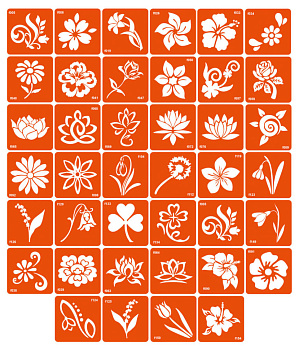 Набір трафаретів для біо-тату «F - квіти» f-simple_40_1