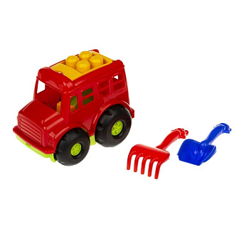 Ігровий набір для пісочниці Автобус "Бусик" №1 0084 лопатка та грабельки