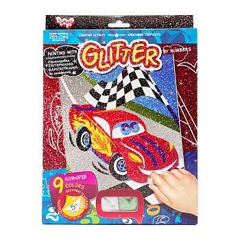 Розмальовка глітерними блискітками за номерами "Тачки" РГН-02-02 міні 20,5х26 см