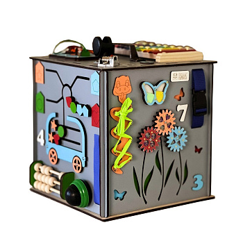 УЦІНКА!!! Розвиваюча іграшка Бізікуб Сірий з роботом Temple Group TG3461117500-UC 30х30х30 см