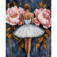 Картина за номерами "Балерина з рожевими півоніями" ©art_selena_ua KHO8662, 40x50 см