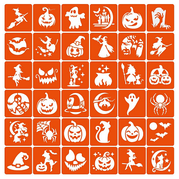 Набір трафаретів для біо-тату "Хелловін №3" Hallowween-3-36, 36 трафаретів 5х5 см