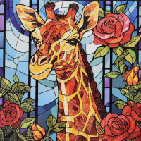 Алмазна мозаїка "Жирафова казка" DEEX16306 не повна викладка 30х30 см